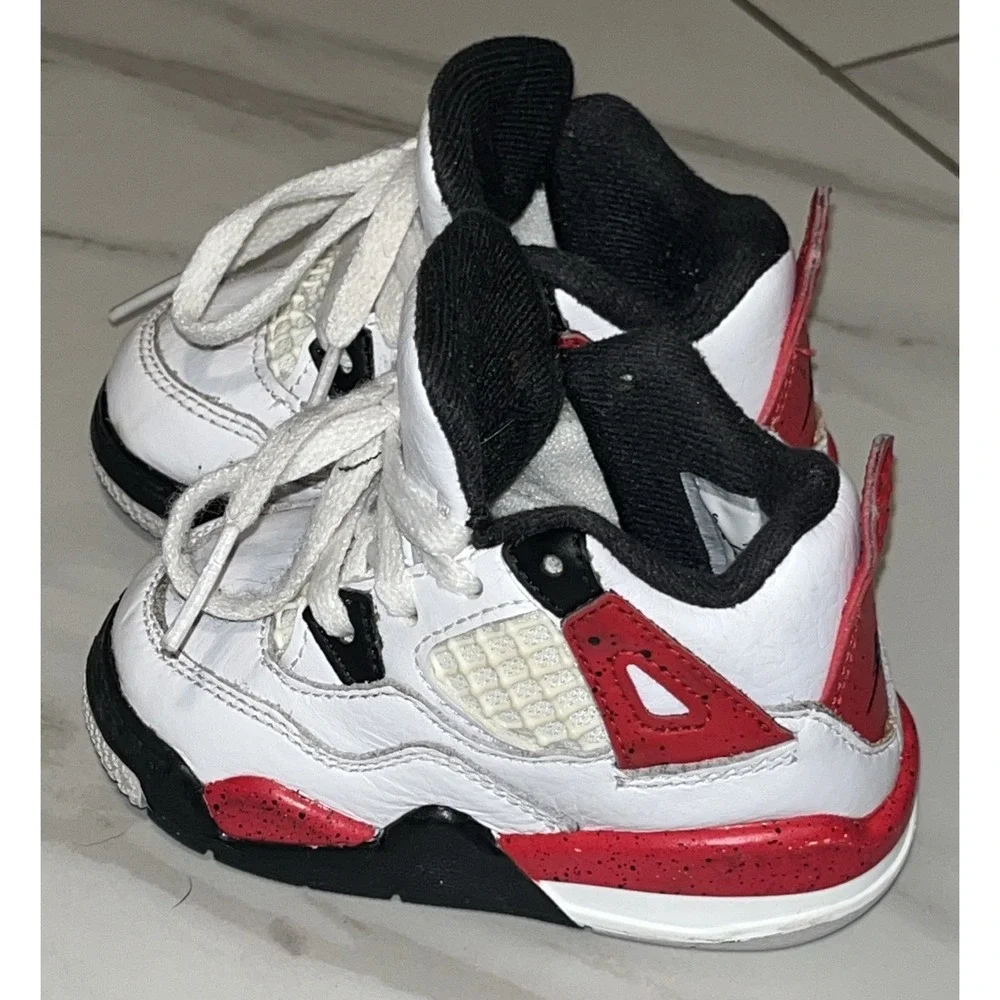 Nike Air Jordan 4 Retro TD Fire Red Toddler Baby Sneakers Size 4C